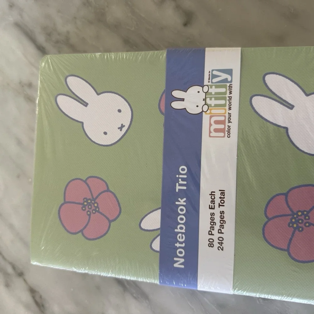 NEW Miffy Green Pink Floral Notebook Trio 3 Pack Journals 80 Lined Pages Each